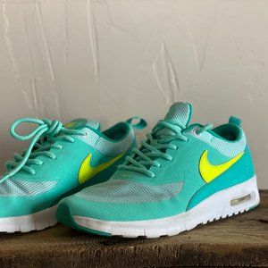 teal and yellow Nike Air Max Thea youth 4.5